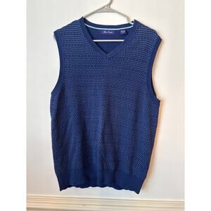 Alan Flusser Blue Sweater Vest 100% Cotton Men's Medium Golf Country Club